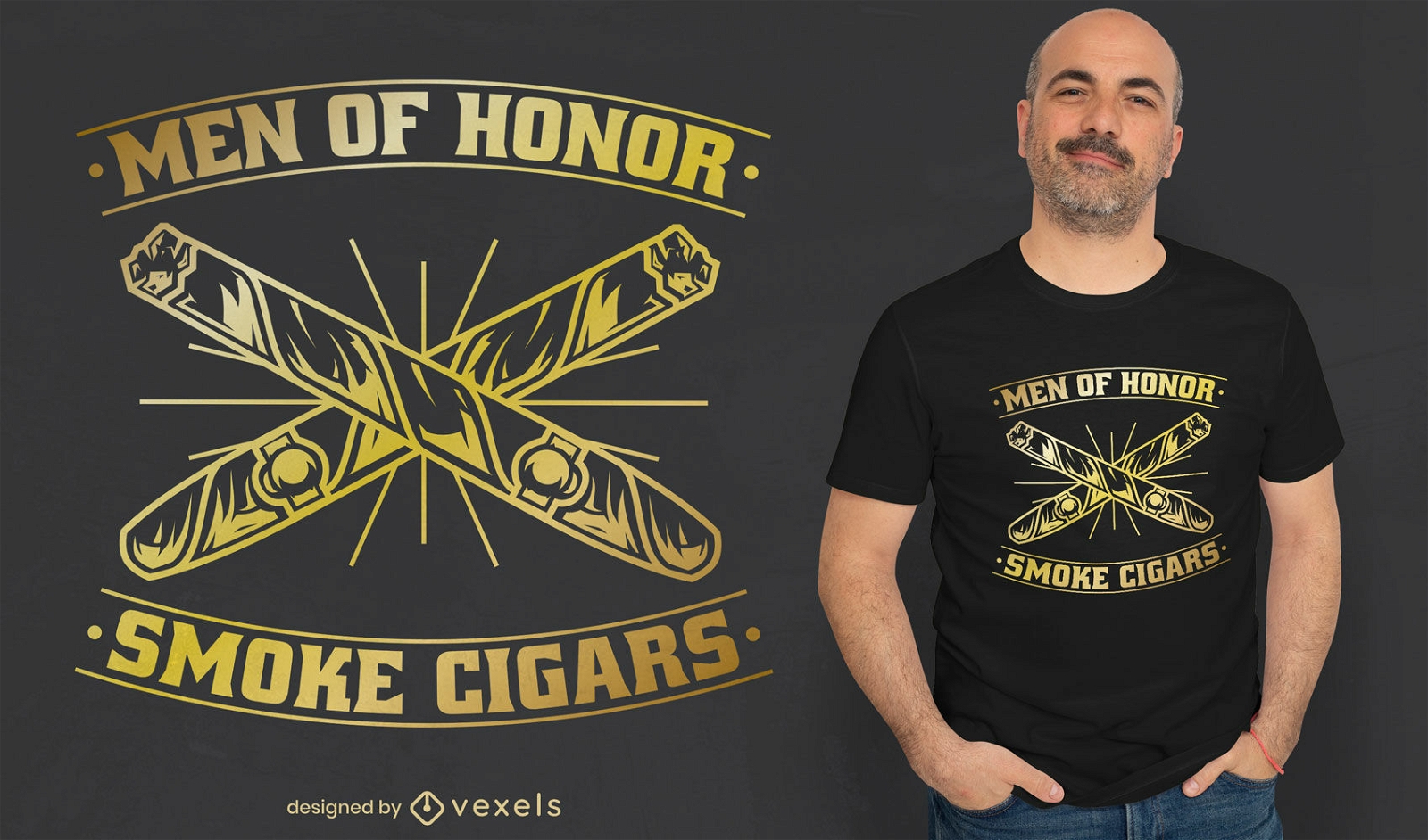 Design de camiseta de charuto de homens de honra