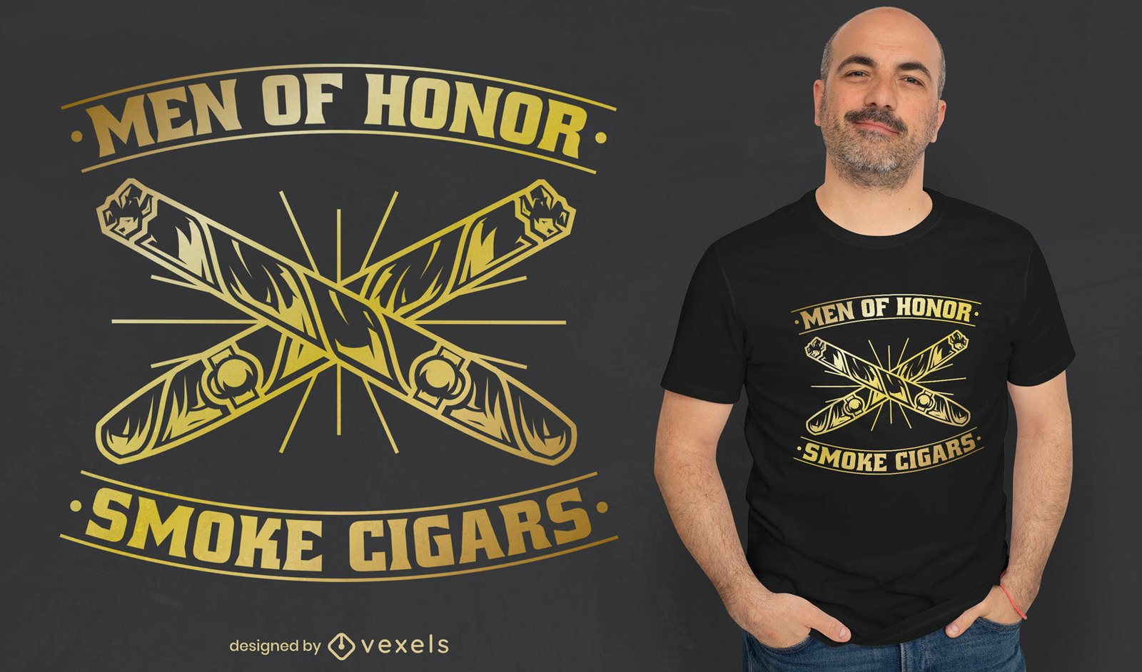 Diseño de camiseta de cigarro de hombres de honor.