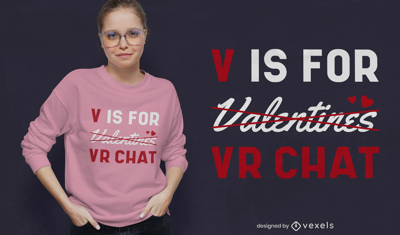 V steht für VR-Chat-Anti-Valentine-T-Shirt-Design