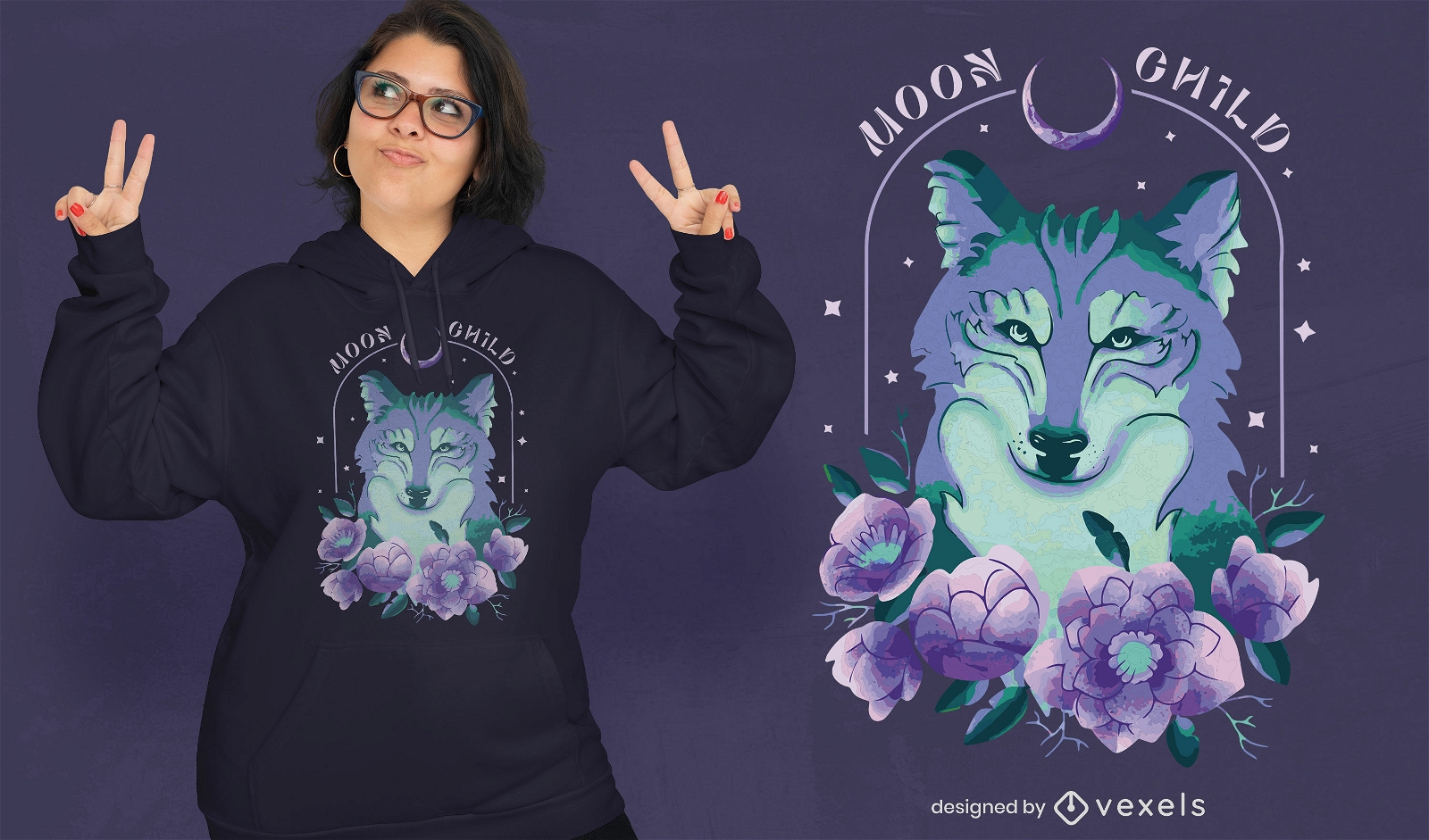 Diseño de camiseta de cita de lobo nocturno