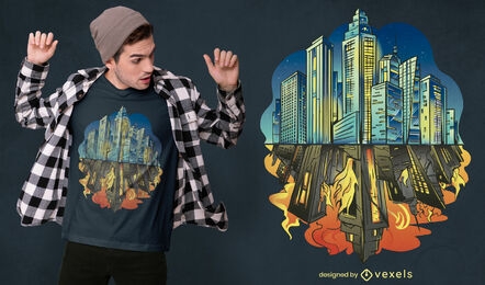 Dark city reflection t-shirt design