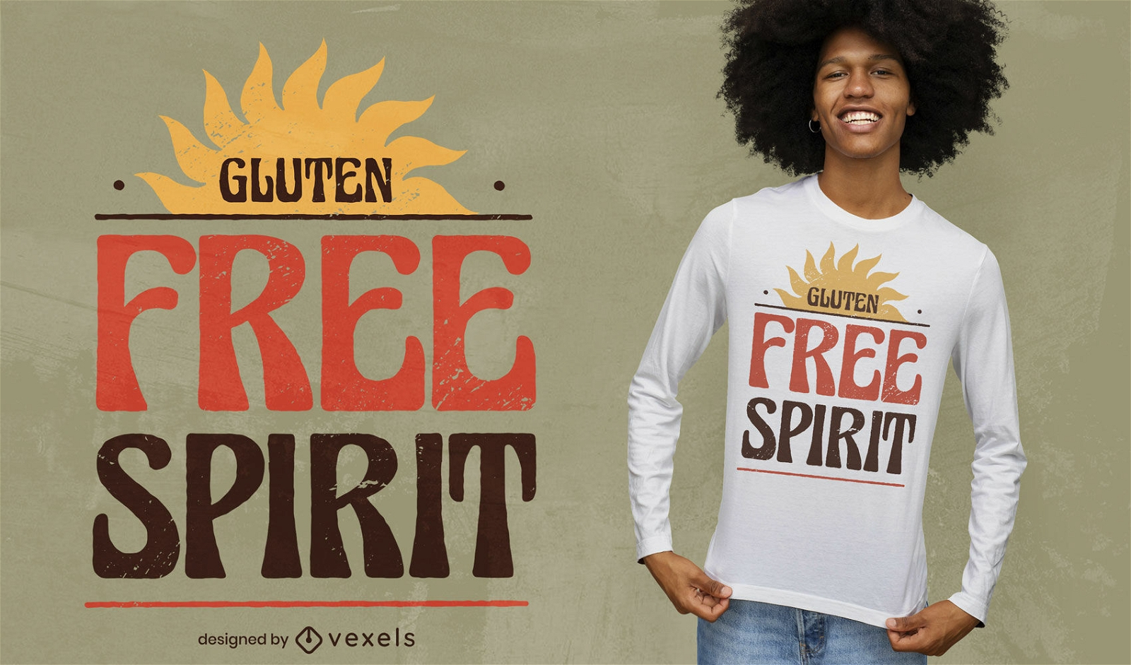 Diseño de camiseta de espíritu libre de gluten.