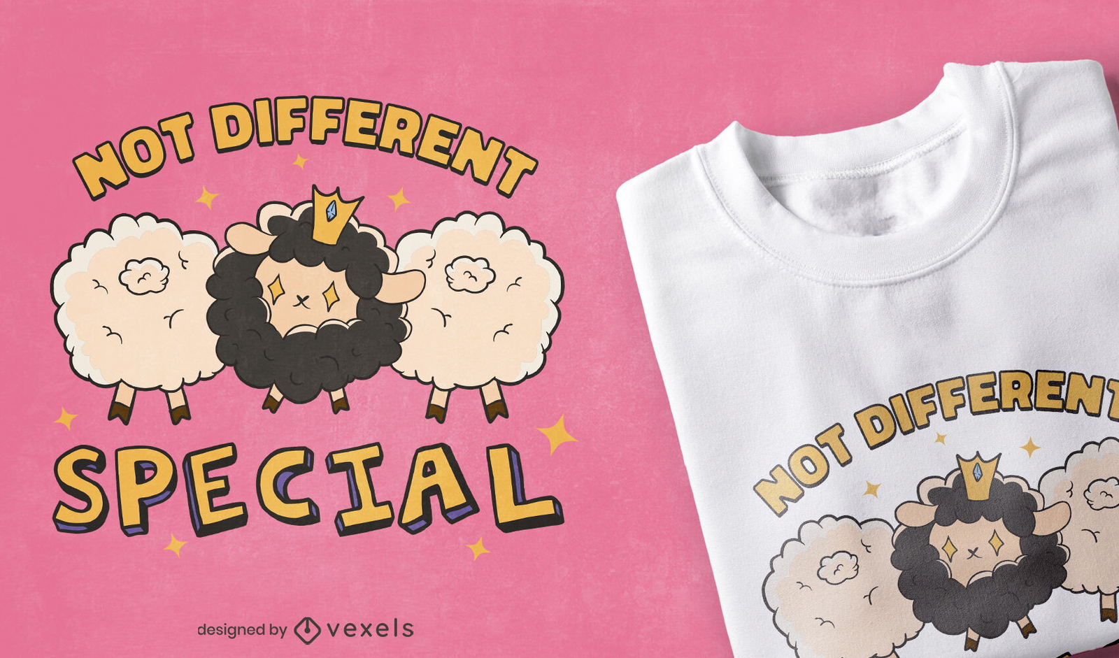 Diseño especial de camiseta de oveja negra no diferente