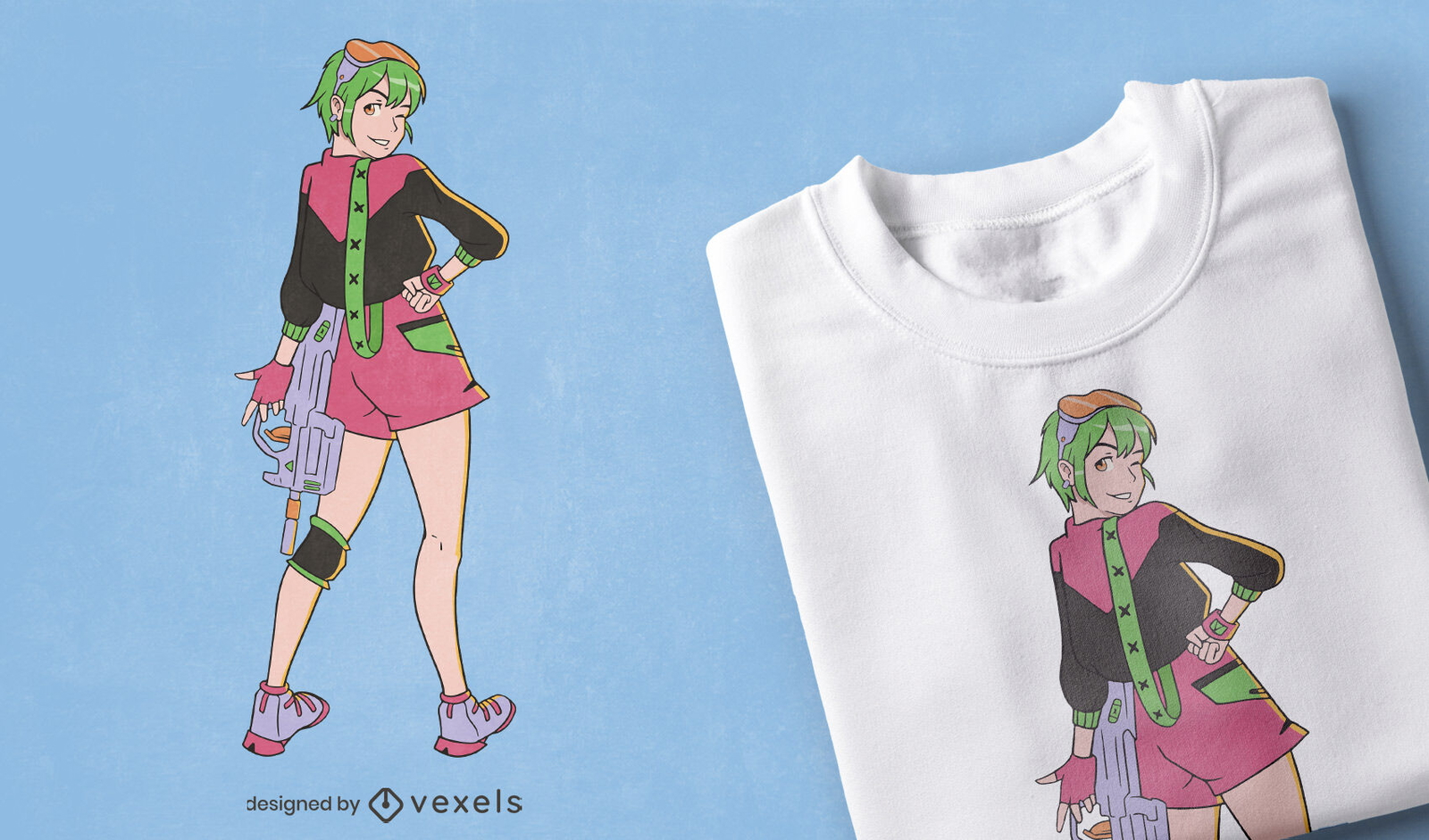 Diseño de camiseta de anime space girl