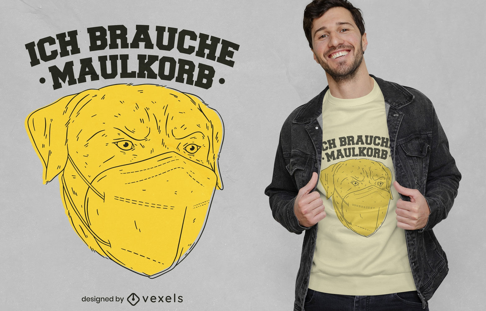 Yellow mask dog t-shirt design