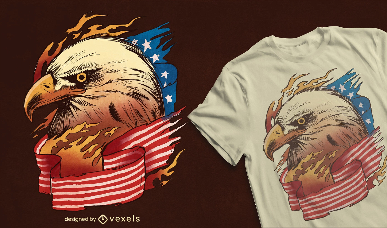 Diseño de camiseta de bandera de águila de EE. UU.