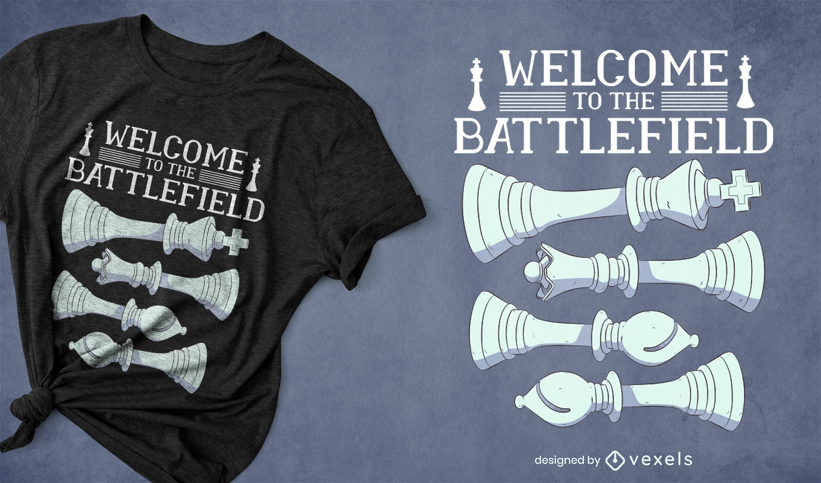 Diseño de camiseta de ajedrez de campo de batalla.