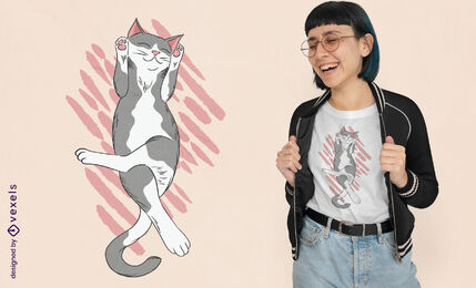Diseño de camiseta de gato soñoliento feliz
