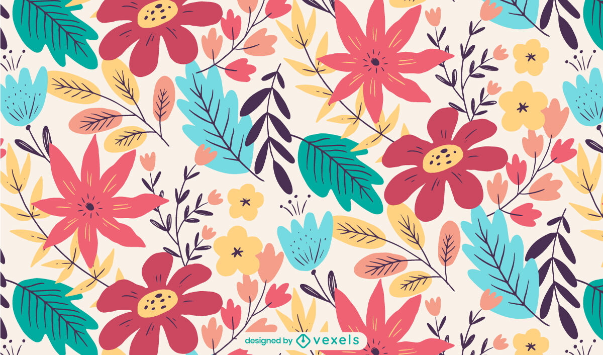 Flowers and leaves pattern design