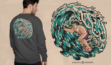 Hawaiian surfer t-shirt design