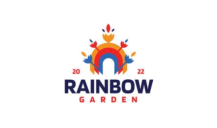 Diseño de plantilla de logotipo de arco iris de flores