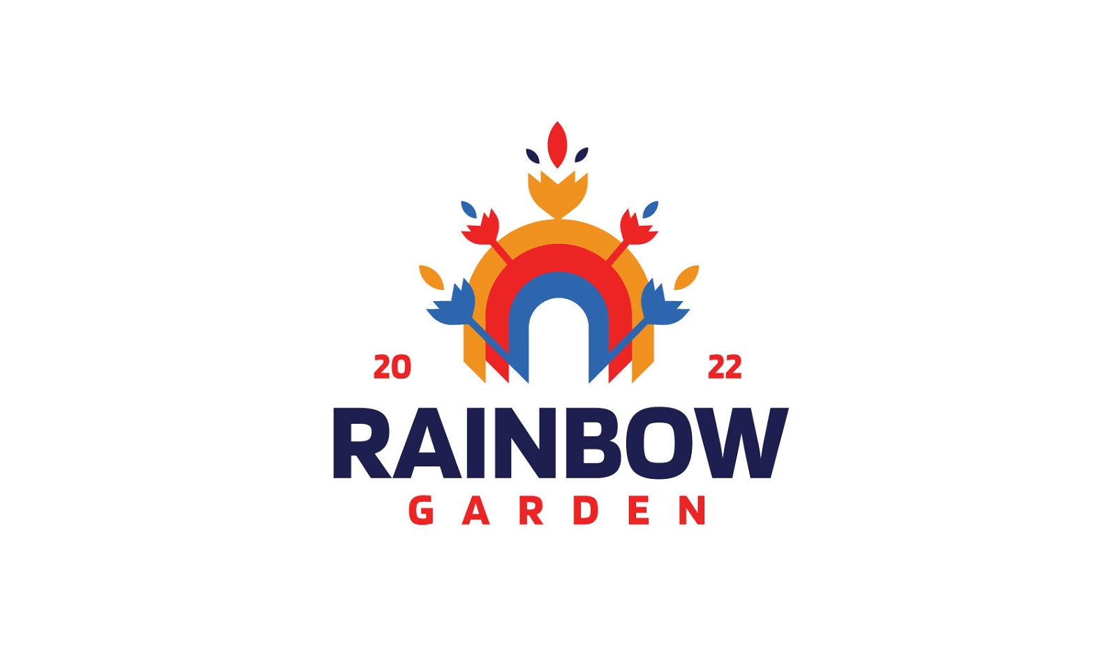 Blumen-Regenbogen-Logo-Template-Design