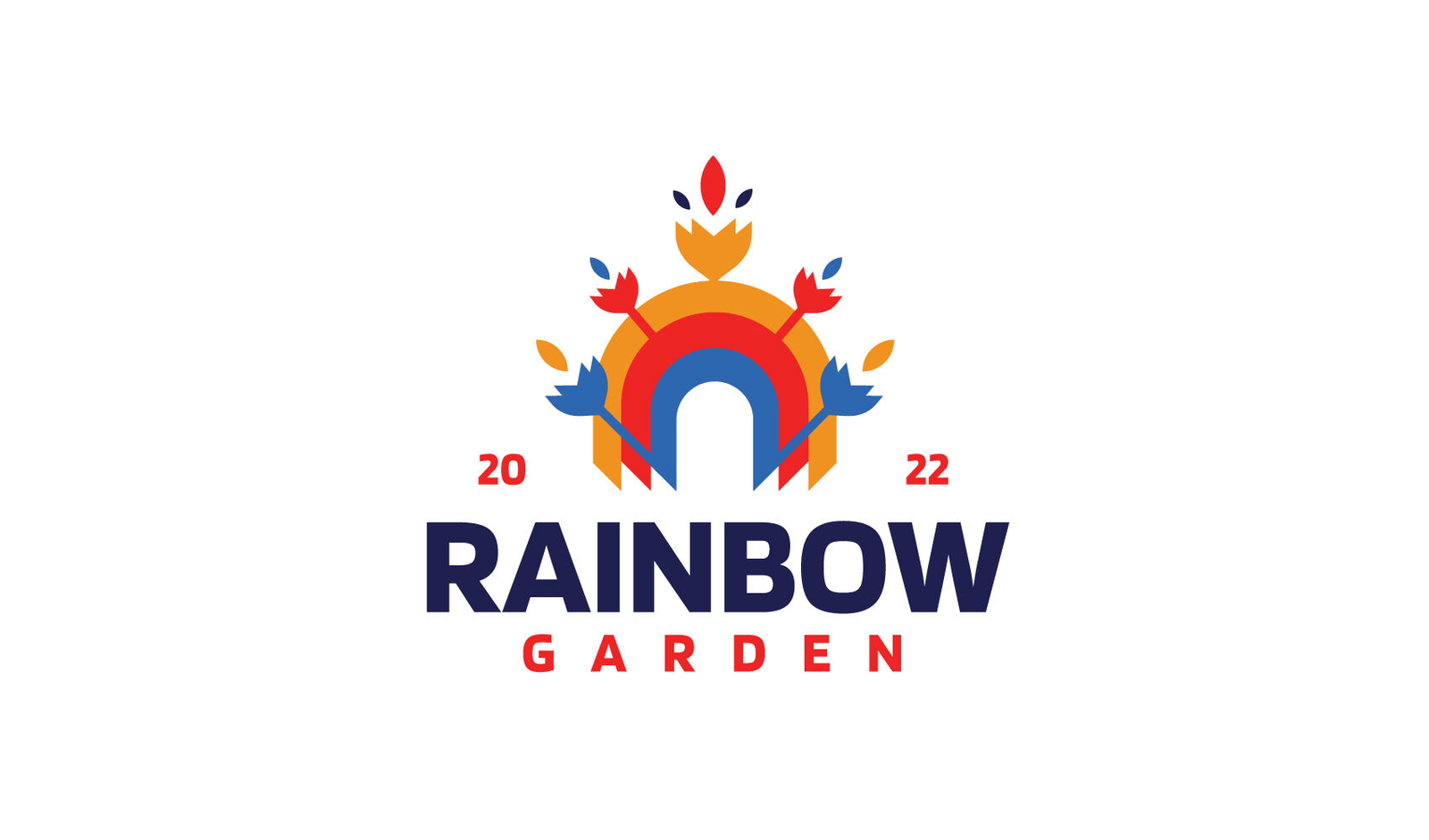 Diseño de plantilla de logotipo de arco iris de flores