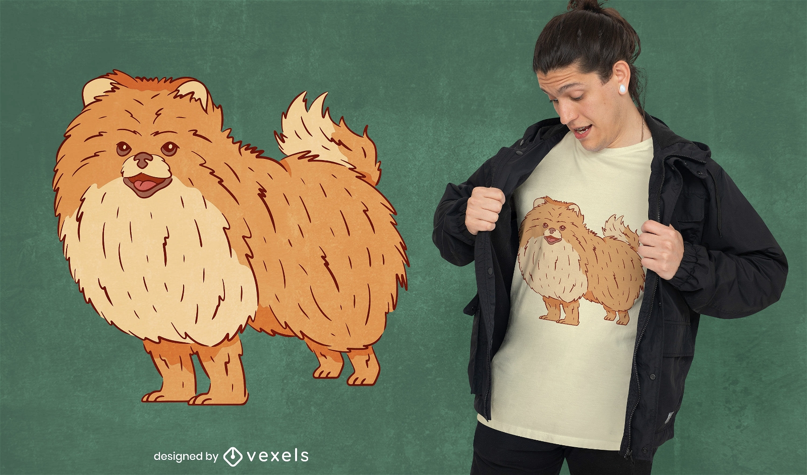 Fröhliches pommersches Hunde-T-Shirt-Design