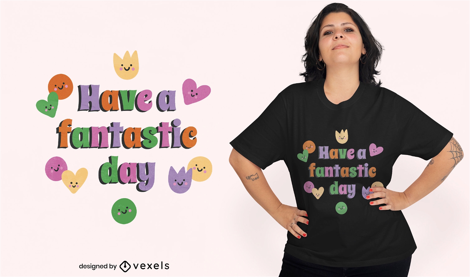 Diseño de camiseta con cita colorida de emoji de feliz día