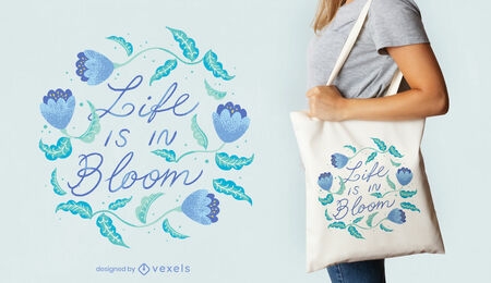 Spring bloom quote tote bag design