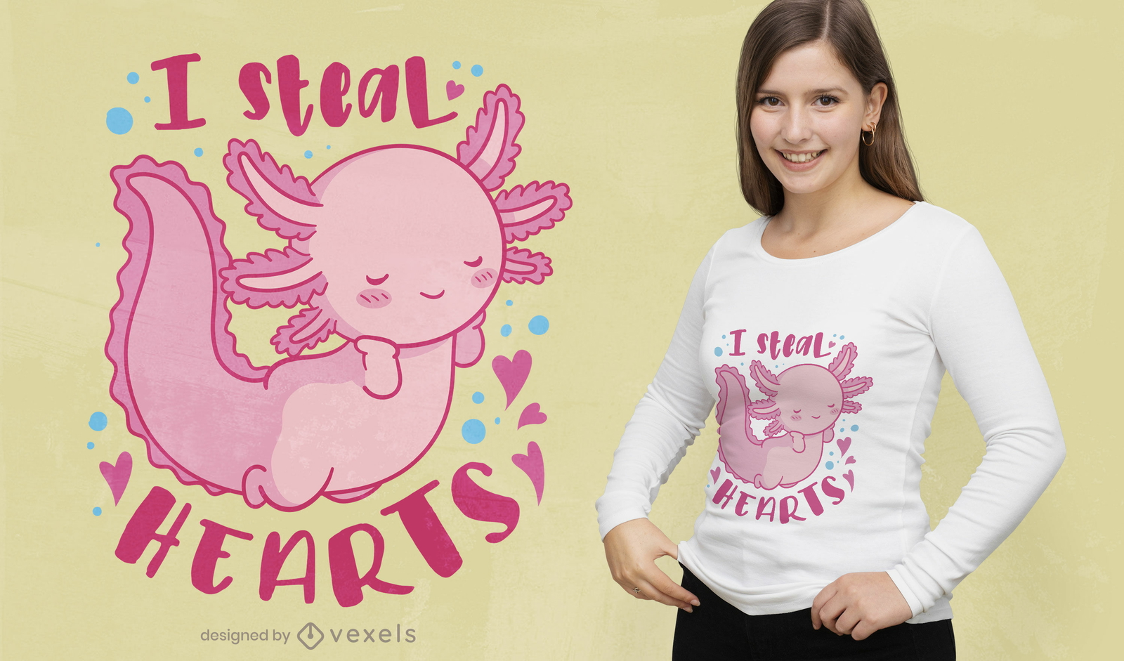 Lindo diseño de camiseta para dormir axolotl