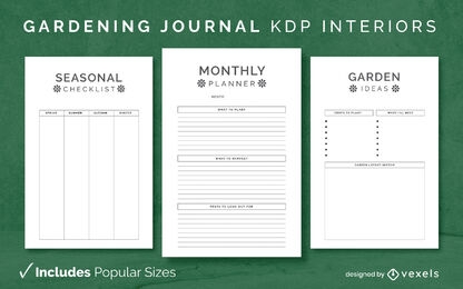 Diseño de diario de jardinería simple Modelo KDP