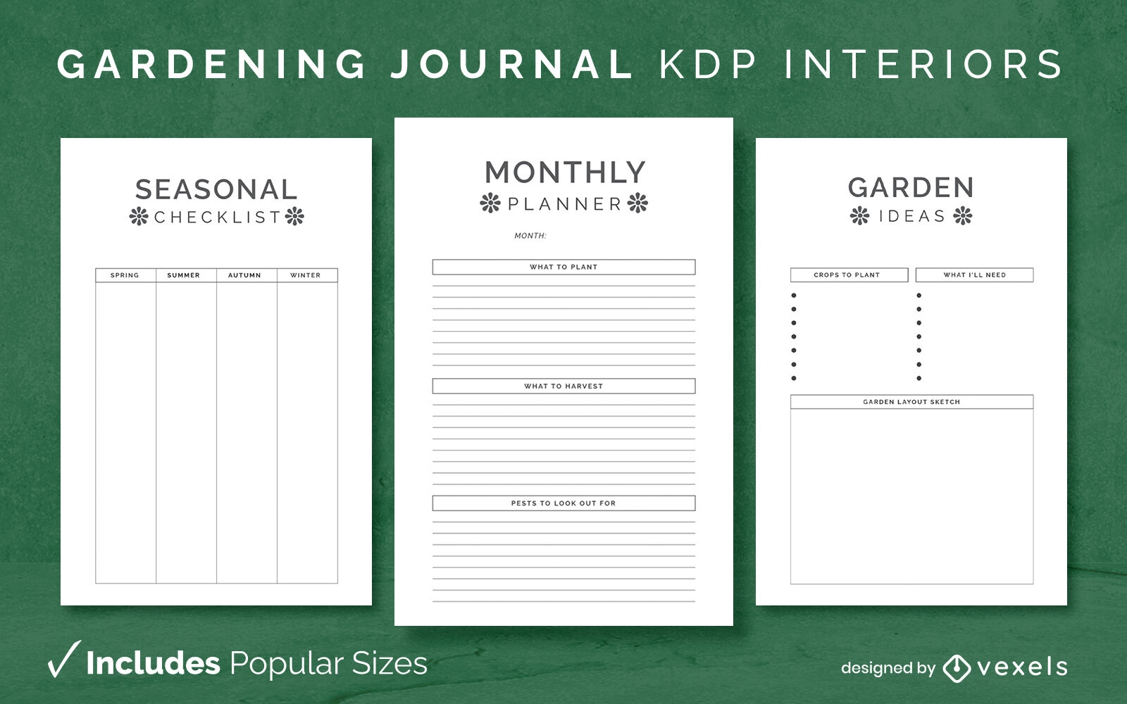 Simple gardening Journal Design Template KDP