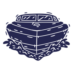 Lancha navegando vista frontal detalhada cortada Desenho PNG