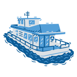 Ferry navigating monochromatic detailed PNG Design Transparent PNG