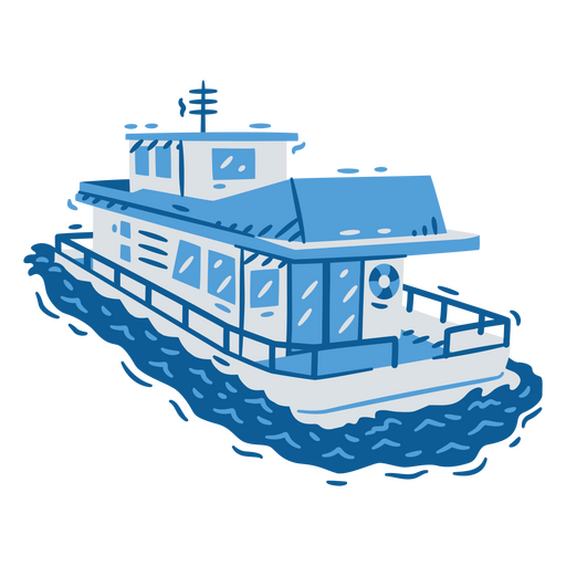 Ferry navigating monochromatic detailed PNG Design