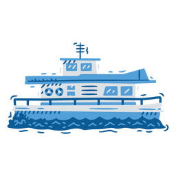 Ferry navegando perfil detalhado monocromático Desenho PNG