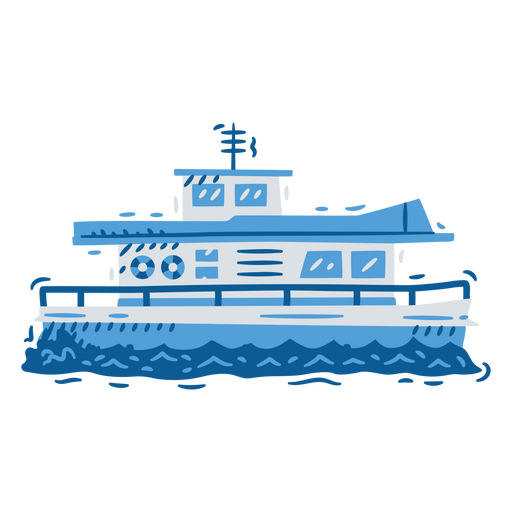 Ferry navigating monochromatic detailed profile PNG Design
