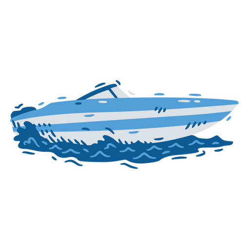 Speedboat navigating monochromatic detailed profile PNG Design