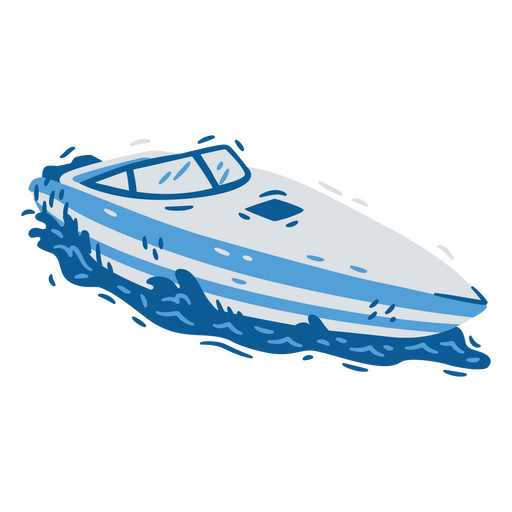 Speedboat navigating monochromatic detailed PNG Design