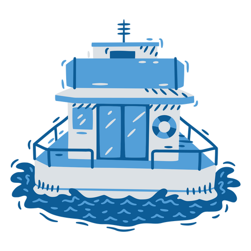 Ferry navigating monochromatic detailed front view PNG Design
