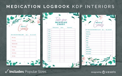 Medication logbook KDP interior pages design