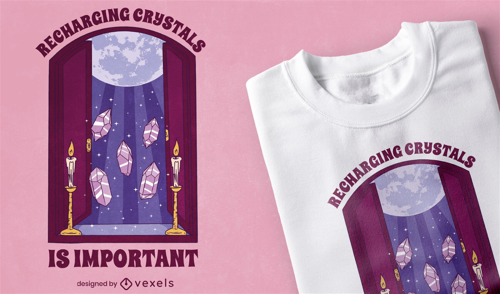 Crystals and candles spiritual t-shirt design