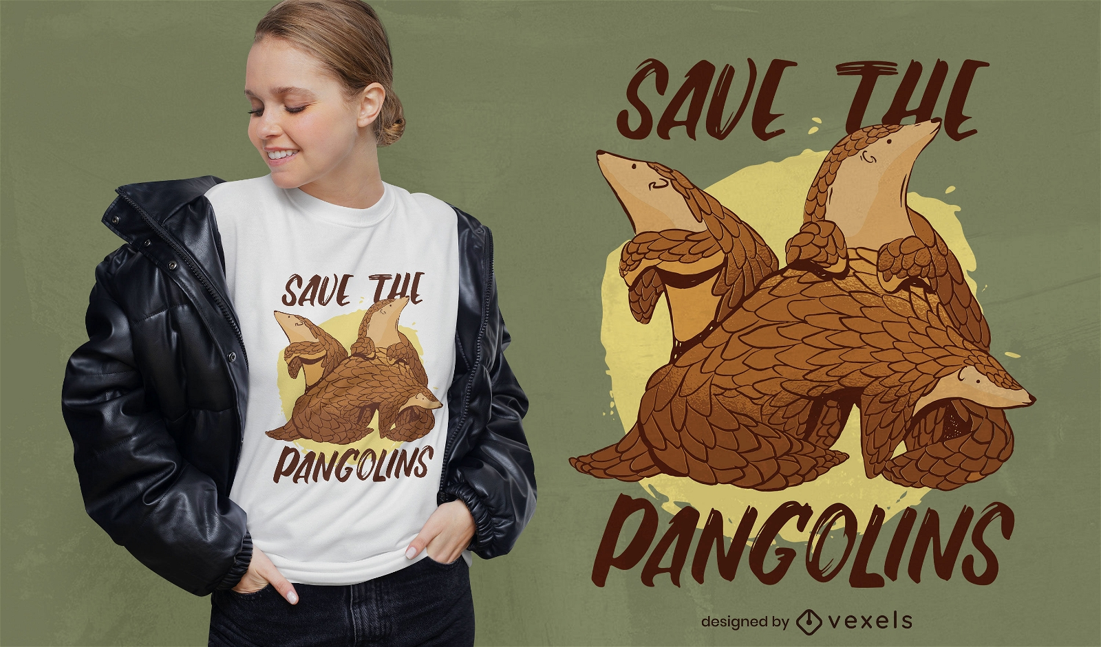 Lindo diseño de camiseta de animales de pangolín.