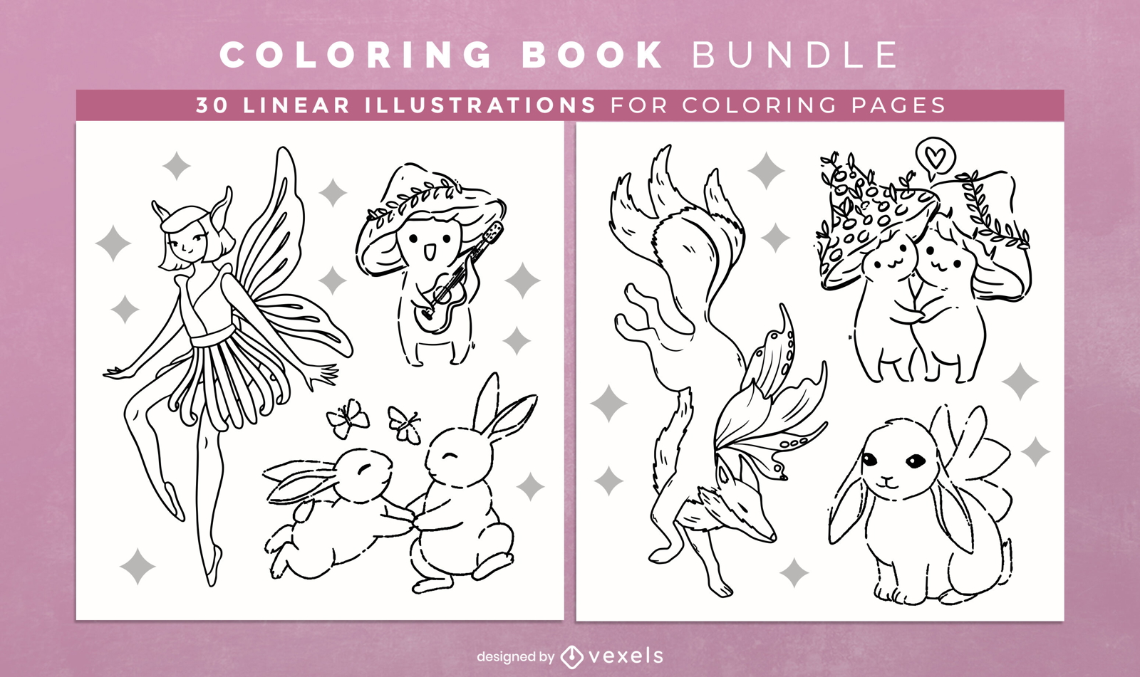 Fairy tale coloring book design pages