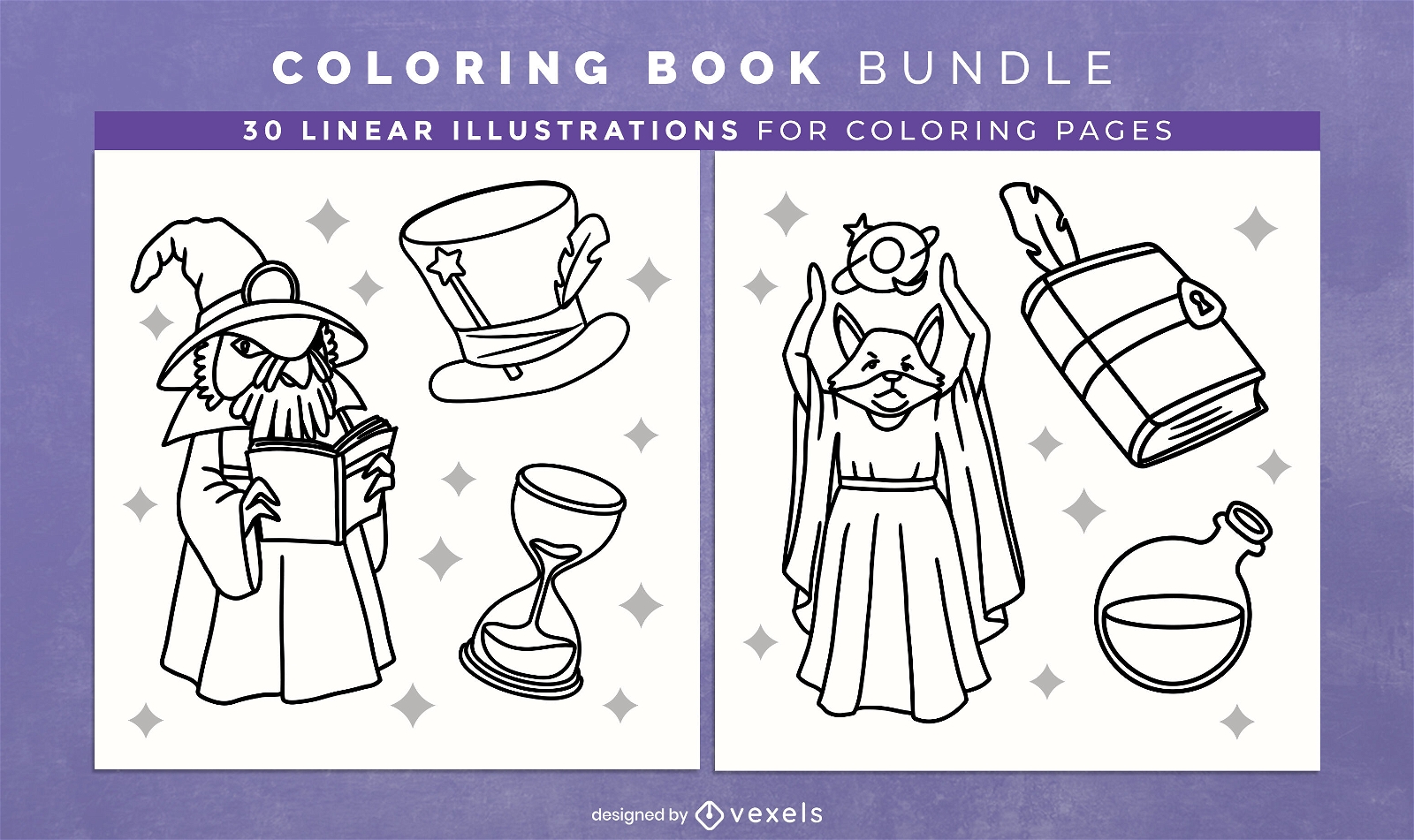 Páginas de desenho de livro de colorir de feiticeiros