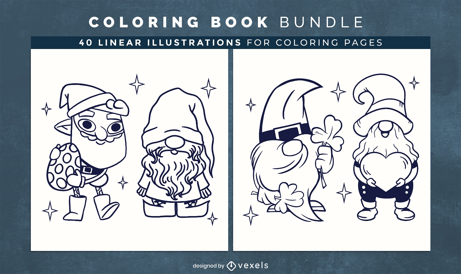 Gnomes Coloring Book Pages Design