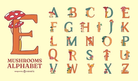 Mushroom alphabet set