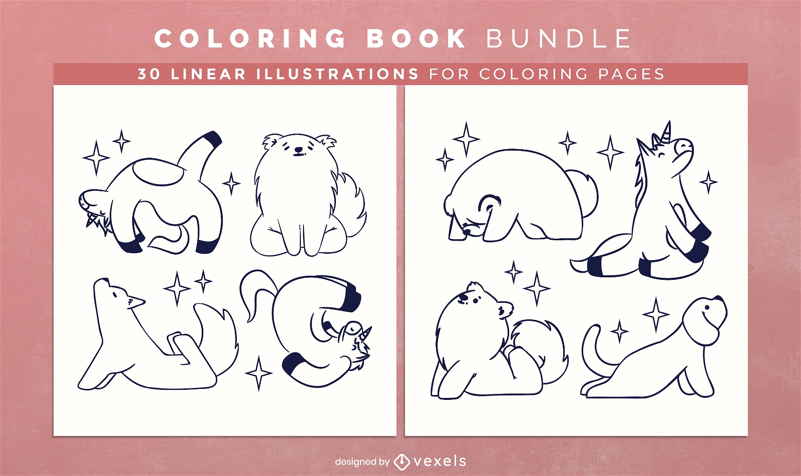 Yoga animals Coloring Book Design Pages