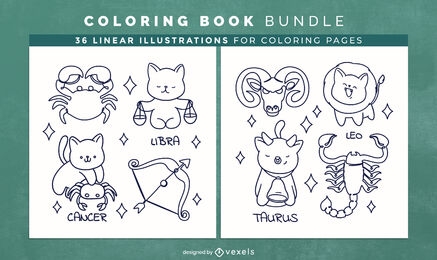 Zodiac Coloring Book Design Pages