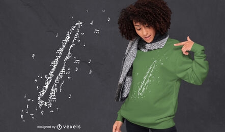 Clarinet formed by musical notes t-shirt design