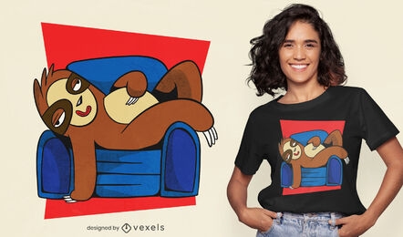 Animal de preguiça em design de camiseta de sofá