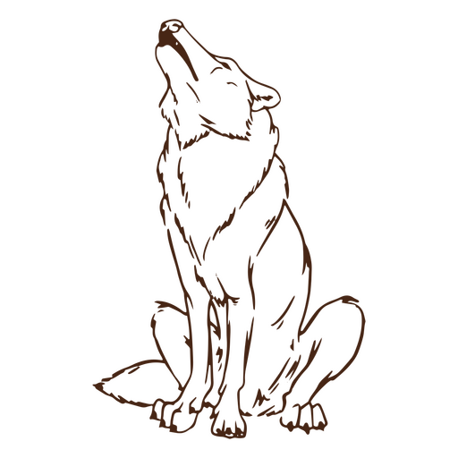 Simple howling wolf animal PNG Design