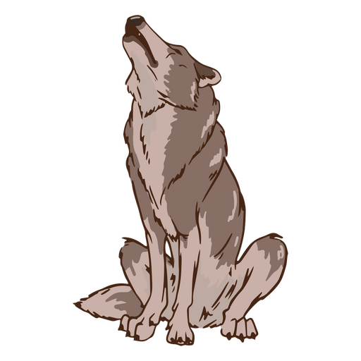 animal lobo uivando Desenho PNG