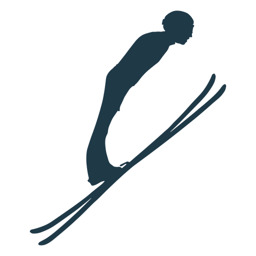 Skiing winter sport silhouette PNG Design