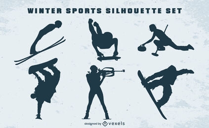 Winter sports silhouette set