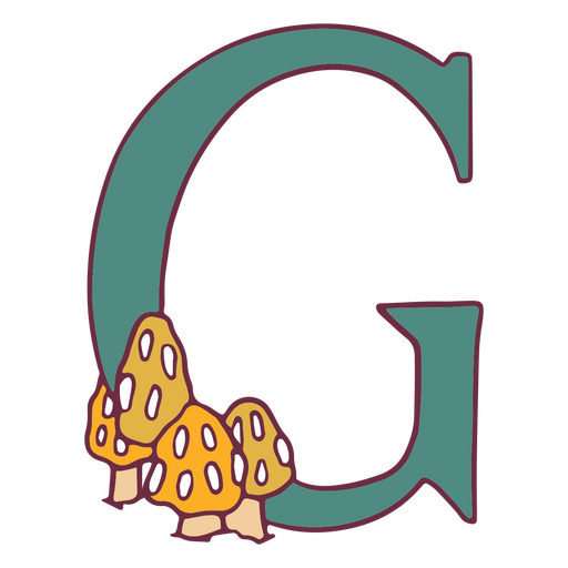 Alfabeto de trazo de color de hongos g