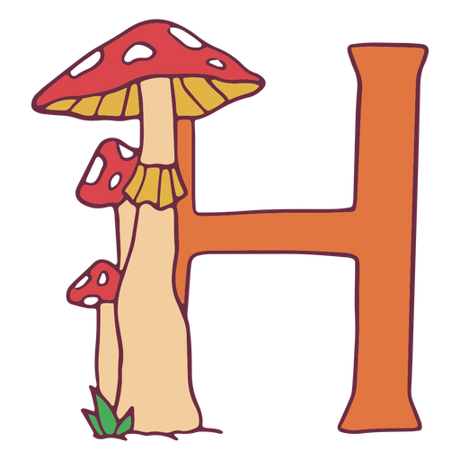 Alfabeto de trazo de color de hongos h Diseño PNG