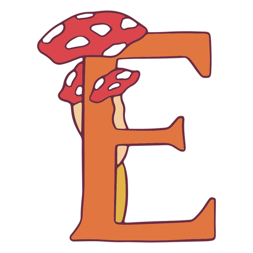 Fungi color stroke alphabet e PNG Design