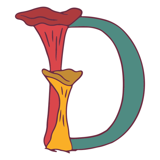 Alfabeto de trazo de color de hongos d Diseño PNG
